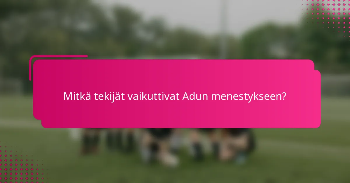 Mitkä tekijät vaikuttivat Adun menestykseen?